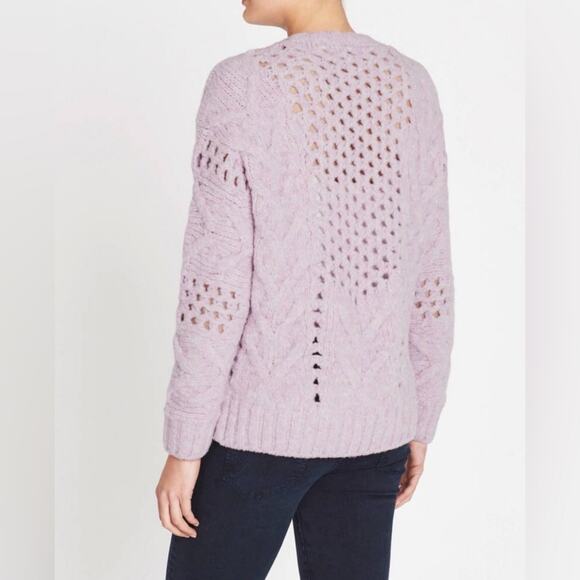 IRO Fordon Oversized Chunky Open Cableknit Lavender Wool Blend Sweater XS - Picture 3 of 11